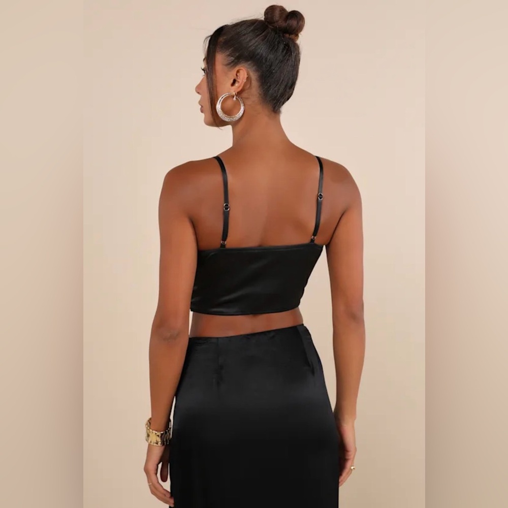 Lulus Forever Feeling Flirty Black Mesh Sleeveless Bustier Top - Picture 2 of 8